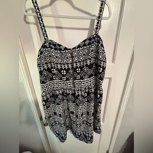 Black & White Printed Spaghetti-Strap Women's Top